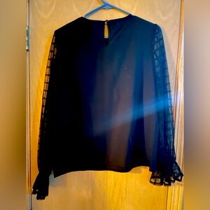 Elegant Black Women's Top with Sheer Sleeves